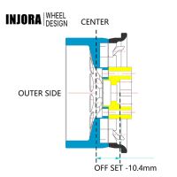 INJORA 1.9" Negative Offset 10.4mm Deep Dish Beadlock Wheel Rim for 1/10 RC Crawler (4) (W1949) Black