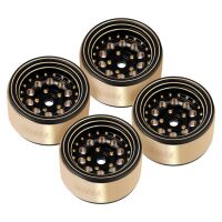 INJORA 1.0" 39g/Pcs Brass Beadlock Wheels Negative Offset 2.65mm For 1/24 1/18 RC Crawlers (W1008)Black