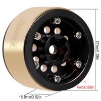 INJORA 1.0" 39g/Pcs Brass Beadlock Wheels Negative Offset 2.65mm For 1/24 1/18 RC Crawlers (W1008)Black