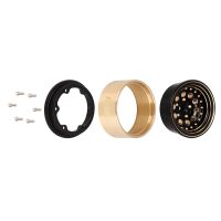 INJORA 1.0" 39g/Pcs Brass Beadlock Wheels Negative Offset 2.65mm For 1/24 1/18 RC Crawlers (W1008)Black