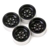 INJORA 1.0" Negative Offset 3.78mm Deep Dish Stamped Steel Wheel Rims for 1/24 RC Crawlers (4) (W1004) - Black