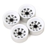 INJORA 1.0" Negative Offset 3.78mm Deep Dish Stamped Steel Wheel Rims for 1/24 RC Crawlers (4) (W1004) - White