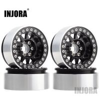 INJORA 4PCS 1.9" 12-spoke Metal Beadlock Wheel Rims for 1/10 RC Rock Crawler Black