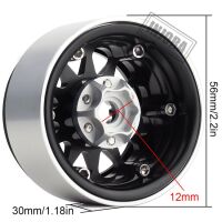 INJORA 4PCS 1.9" 12-spoke Metal Beadlock Wheel Rims for 1/10 RC Rock Crawler Black