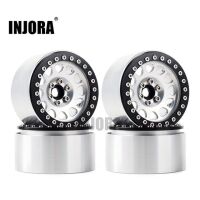 INJORA 4PCS 2.2" Aluminum Beadlock Wheel Rims for 1/10 RC Rock Crawler Black-Silver