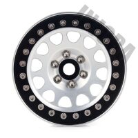 INJORA 4PCS 2.2" Aluminum Beadlock Wheel Rims for 1/10 RC Rock Crawler Black-Silver