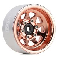 INJORA 1.0" Negative Offset 3.78mm Deep Dish Stamped Steel Wheel Rims for 1/24 RC Crawlers (4) (W1004) - Rosa/Gold