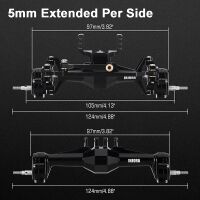 INJORA +5mm Diamond Portal Axles black with Lay Down Servo Mount & Links for 1/18 TRX4M