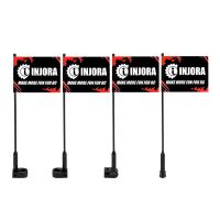 INJORA 4pcs 10cm Nylon Antennas with Flags Scale Accessories for 1/18 1/24 RC Crawlers