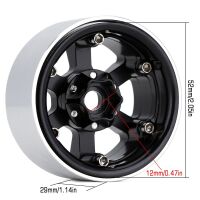 INJORA 4PCS 1.9" 6-Spokes CNC Aluminum Beadlock Wheel Rims for 1/10 RC Crawler