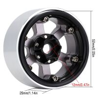 INJORA 4PCS 1.9" 6-Spokes CNC Aluminum Beadlock Wheel Rims for 1/10 RC Crawler