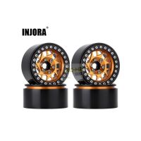 INJORA 4PCS 1.9" Metal Beadlock Wheel Rims for 1/10 Scale RC Rock Crawler Gold